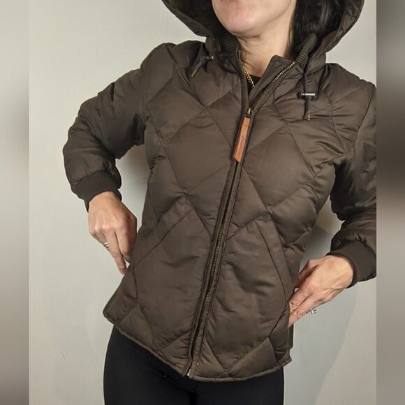 EDDIE Bauer Goose down "Skyliner" coat brown fits medium - Picture 3 of 12